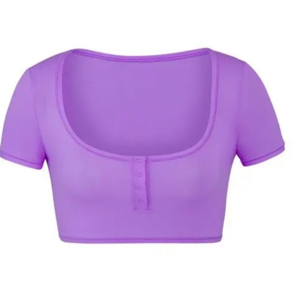 SKIMS FITS EVERYBODY HENLEY CROP TOP | ULTRA VIOLET NWT 4X